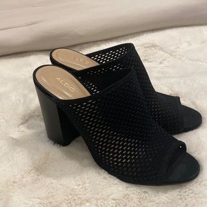 Black mules peep toe
